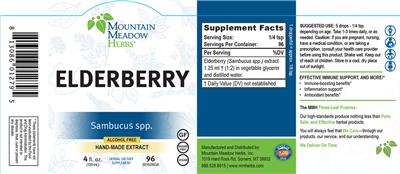 Photo of the Mountain Meadow Herbs Elderberry label
