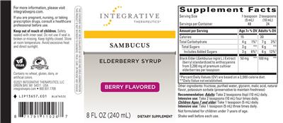 Photo of the Integrative Therapeutics Sambucus Berry Flavored label