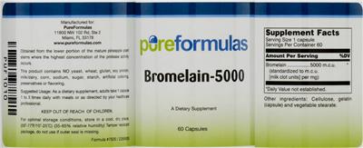 Photo of the PureFormulas Bromelain-5000 label