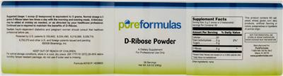Photo of the PureFormulas D-Ribose Powder label