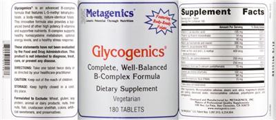 Photo of the Metagenics Glycogenics label