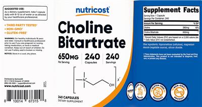Choline Bitartrate 650 mg