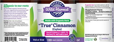 Photo of the Oregon's Wild Harvest "True" Cinnamon (Ceylon) label