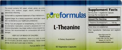 Photo of the PureFormulas L-Theanine label