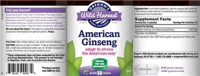 Photo of the Oregon's Wild Harvest American Ginseng label