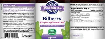 Photo of the Oregon's Wild Harvest Bilberry label
