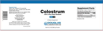 Photo of the Douglas Laboratories Colostrum label