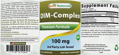 Photo of the Best Naturals DIM-Complex 100 mg label