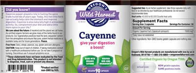 Photo of the Oregon's Wild Harvest Cayenne label