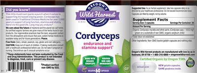 Photo of the Oregon's Wild Harvest Cordyceps label