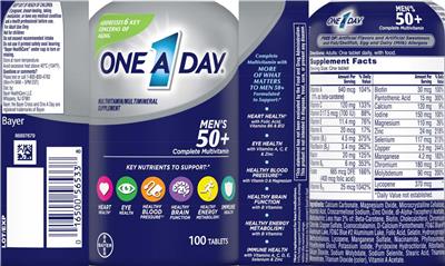 Photo of the Bayer One A Day Men's 50+ Complete Multivitamin label