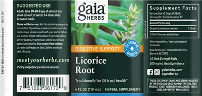 Photo of the Gaia Herbs Licorice Root label