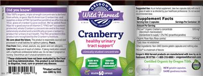 Photo of the Oregon's Wild Harvest Cranberry label