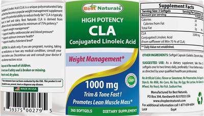 Photo of the Best Naturals CLA 1000 mg label