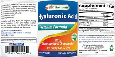 Photo of the Best Naturals Hyaluronic Acid label