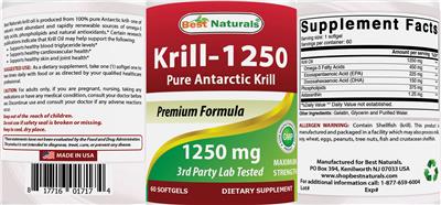 Photo of the Best Naturals Krill-1250 mg label
