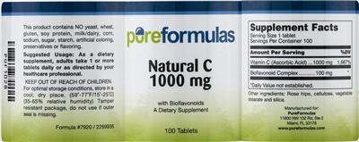 Photo of the PureFormulas Natural C 1000 mg With Bioflavonoids label