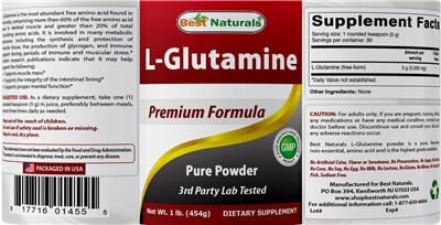 Photo of the Best Naturals L-Glutamine Pure Powder label