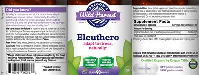 Photo of the Oregon's Wild Harvest Eleuthero label