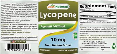 Photo of the Best Naturals Lycopene 10 mg label