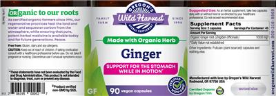 Photo of the Oregon's Wild Harvest Ginger label
