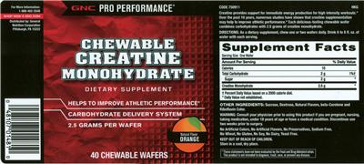 Photo of the GNC Pro Performance Chewable Creatine Monohydrate Orange label