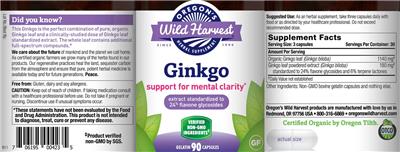 Photo of the Oregon's Wild Harvest Ginkgo label