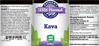 Photo of the Oregon's Wild Harvest Kava Root label
