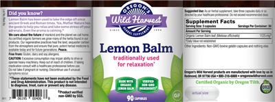 Photo of the Oregon's Wild Harvest Lemon Balm label