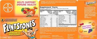 Photo of the Bayer Flintstones + Immunity Support label