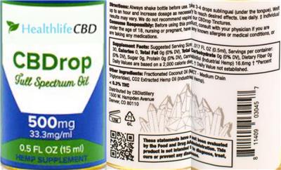 Photo of the Healthlife CBD CBDrop Full Spectrum Oil label
