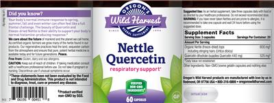 Photo of the Oregon's Wild Harvest Nettle Quercetin label