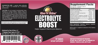 Photo of the Rise-N-Shine Electrolyte Boost label