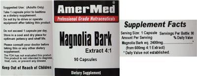 Photo of the AmerMed Magnolia Bark label