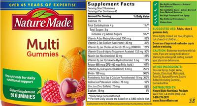 Multi Gummies のラベル画像（NIH DSLD）