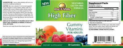 Photo of the Rise-N-Shine High Fiber Gummies label