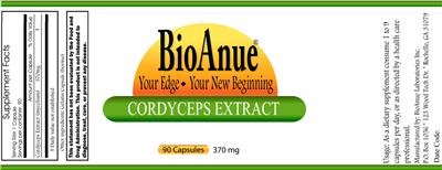 Photo of the BioAnue Cordyceps Extract label