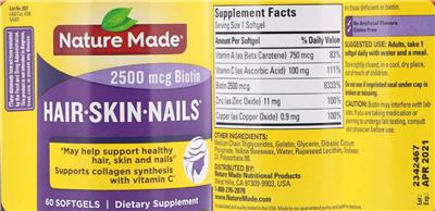 Photo of the Nature Made Hair-Skin-Nails label