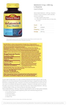 Photo of the Nature Made Melatonin + 200 mg L-Theanine label