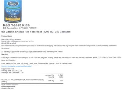 Red Yeast Rice 600 mg