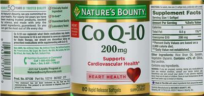 Photo of the Nature's Bounty Co Q-10 200 mg label