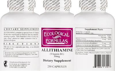 Photo of the Ecological Formulas Allithiamine 50 mg label