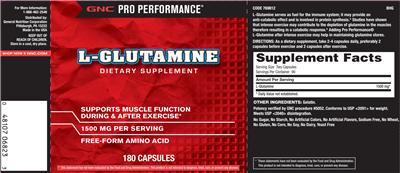 Photo of the GNC Pro Performance L-Glutamine label