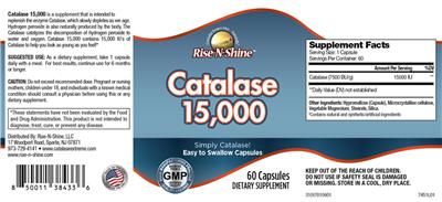 Photo of the Rise-N-Shine Catalase 15,000 label