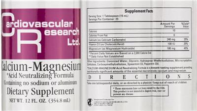 Photo of the Cardiovascular Research Calcium-Magnesium label