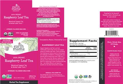 Photo of the Earth Mama Organics Raspberry Leaf Tea label