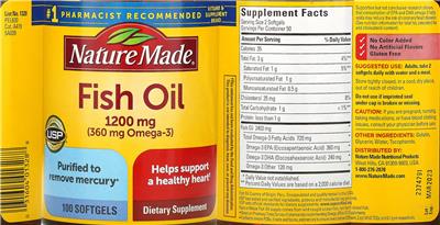 Photo of the Nature Made Fish Oil 1200 mg label