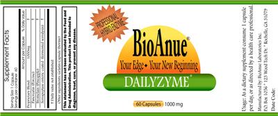 Photo of the BioAnue Dailyzyme label