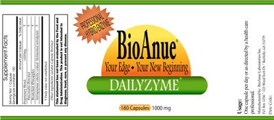 Photo of the BioAnue Dailyzyme label