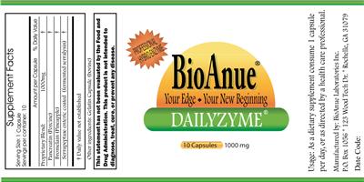 Photo of the BioAnue Dailyzyme label